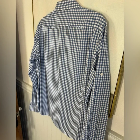 MICHAEL KORS Mens Blue And White Checkered Casual Button Down Size Medium - Picture 7 of 7